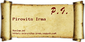 Pirovits Irma névjegykártya
