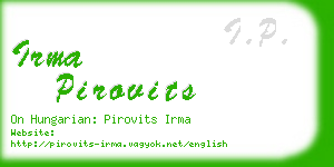 irma pirovits business card